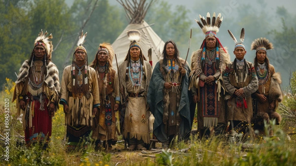 Obraz a tribe of Indian Sioux,generative ai