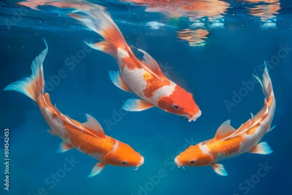 Obraz Chinese multicolored koi carp underwater