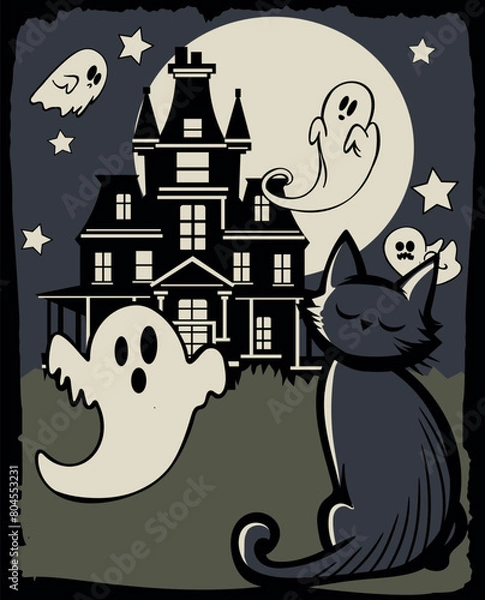 Fototapeta Retro style horror cartoon art - Vector illustration