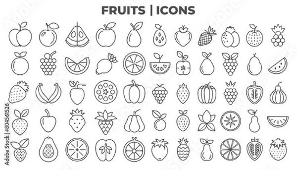 Fototapeta Fruits Icon Set. Fruits Outline icon collection