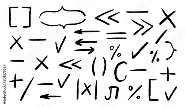 Fototapeta Set of math elements design for use in your project. Doodle decoration elements. Vector illustration.