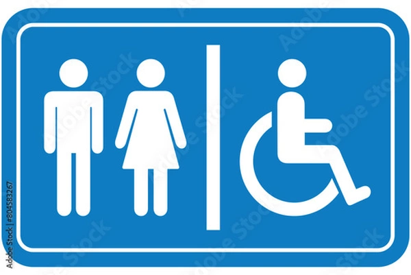 Obraz Restroom sign for disabled on the wheelchair, toilet vector for disability people, lavatory symbol, bathroom icon, water closet in the public for the people