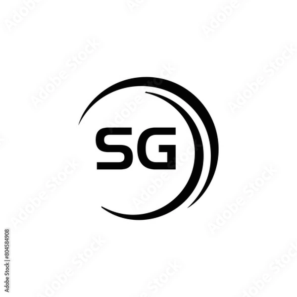 Fototapeta SG logo. S G design. White SG letter. SG, S G letter logo design. Initial letter SG linked circle uppercase monogram logo. S G letter logo vector design.