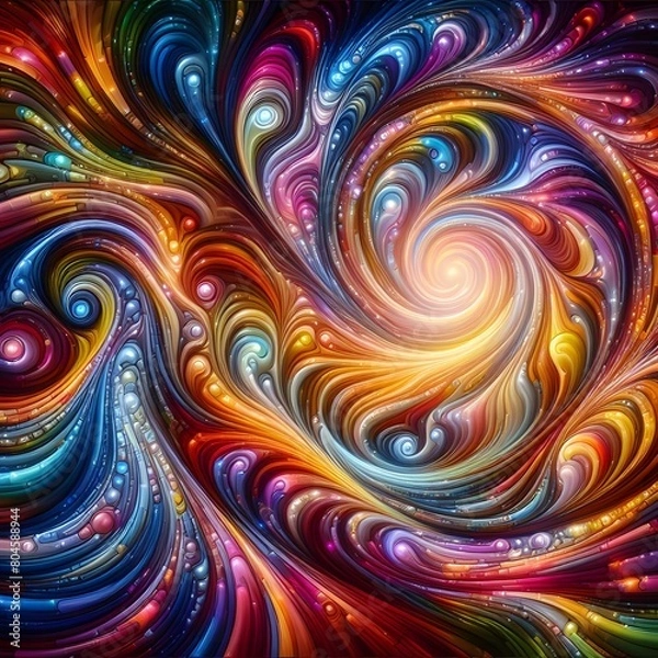 Fototapeta Psychedelic Vortex showcasing abstract colorful shapes in a cosmic display