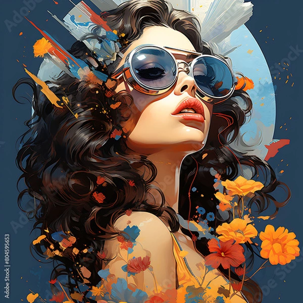 Fototapeta Cute in the moonlight. Vector illustration.