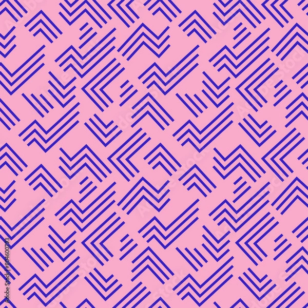 Fototapeta Fun pink line doodle seamless pattern
