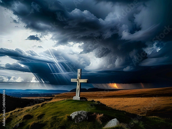 Obraz cross on the hill