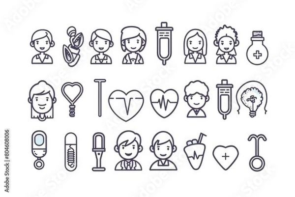 Fototapeta A collection of various medical related icons. Ideal for healthcare websites and educational materials