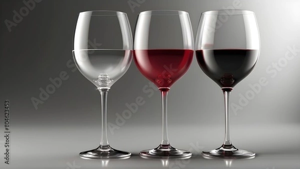 Fototapeta Three Elegant Wine Glasses 