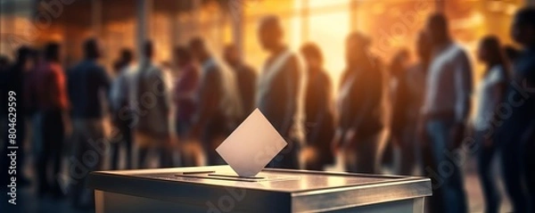 Fototapeta Voters line up to cast their ballots in a close election. The future of the country is at stake. Every vote counts.