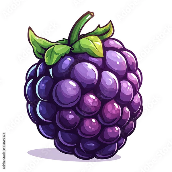 Fototapeta Inflated Blackberry Cartoon in Flat Style