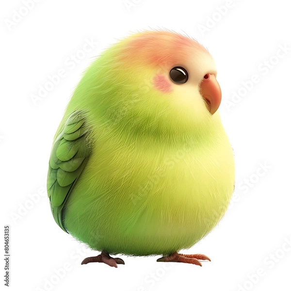 Fototapeta Plump Green Violet Lovebird Illustration on Transparent