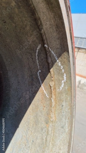 Fototapeta Defects in welds and metal in the chemical industry. Destruction of the thread on the cylinder valve