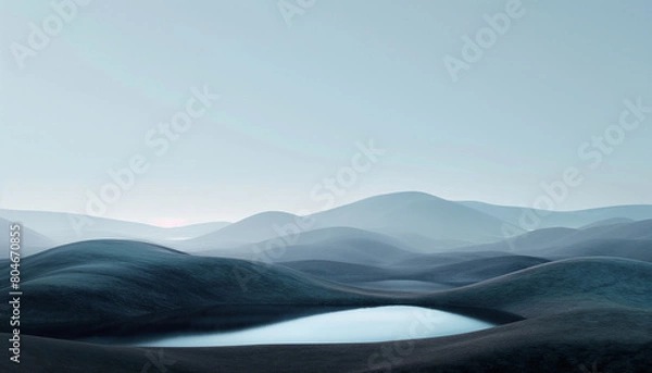 Obraz Mountain landscape with clouds and fog at sunrise paints the sky in vibrant hues