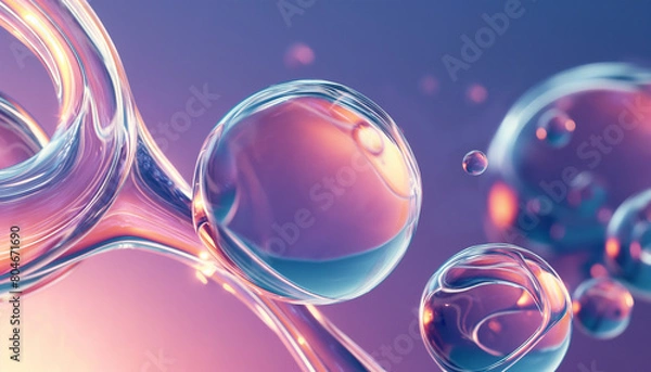 Obraz Light blue soap bubbles float in the air, reflecting the sunlight