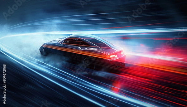 Fototapeta Fast moving car on the road