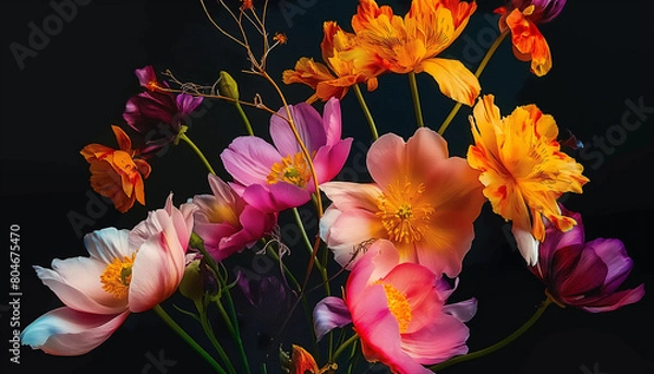 Obraz A bunch of pink tulips in full bloom brings a touch of spring cheer