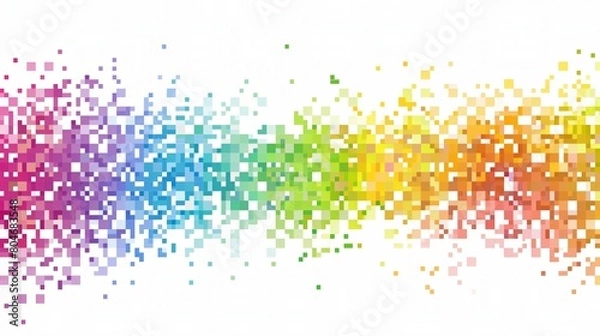 Fototapeta colorful square pixel pattern on white background, tech design mosaic abstract background