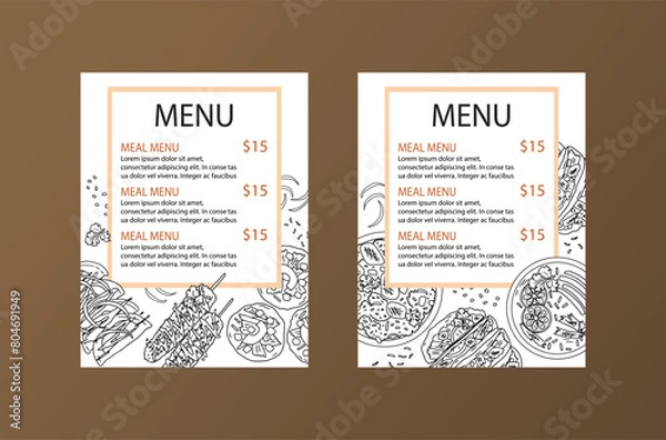 Obraz menu with hand drawn outline mexican food