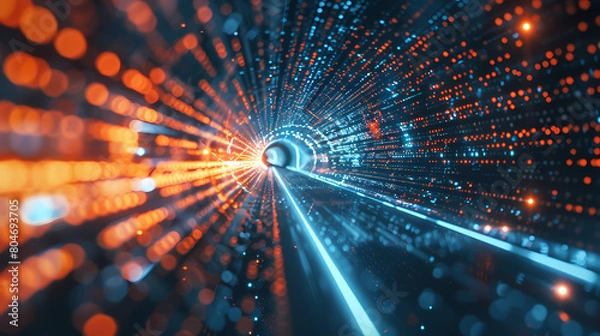 Fototapeta Dataflow Dynamics: Navigating the Digital Depths