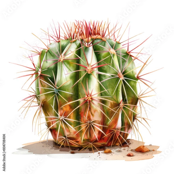 Fototapeta Prickly Cactus a desert plant, show sharp thorns in a close-up botanical detail against white