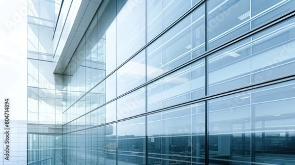 Fototapeta Abstract view of a modern corporate building's facade and sky