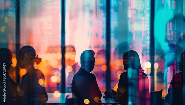 Fototapeta Corporate people working together in the conference room of their office, sharing idea and planning the business strategy of their company - Teamwork and brainstorming abstract concept