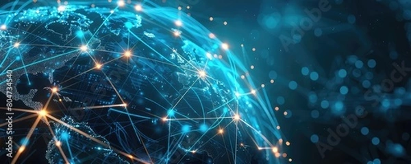 Obraz A global network connection over the planet earth.