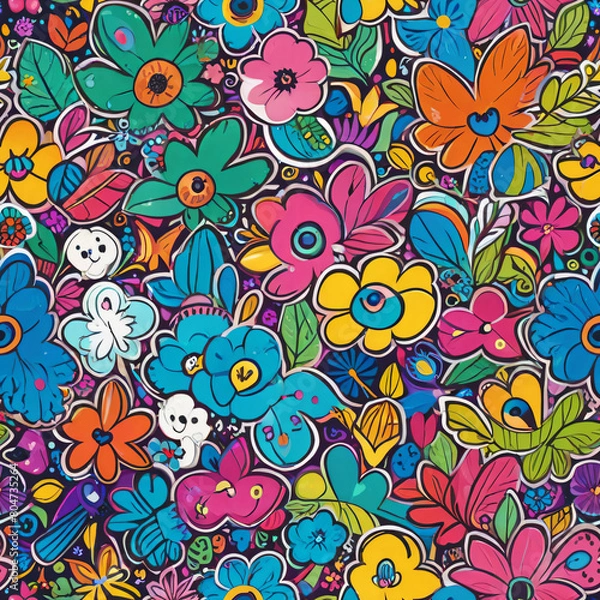 Fototapeta seamless floral pattern