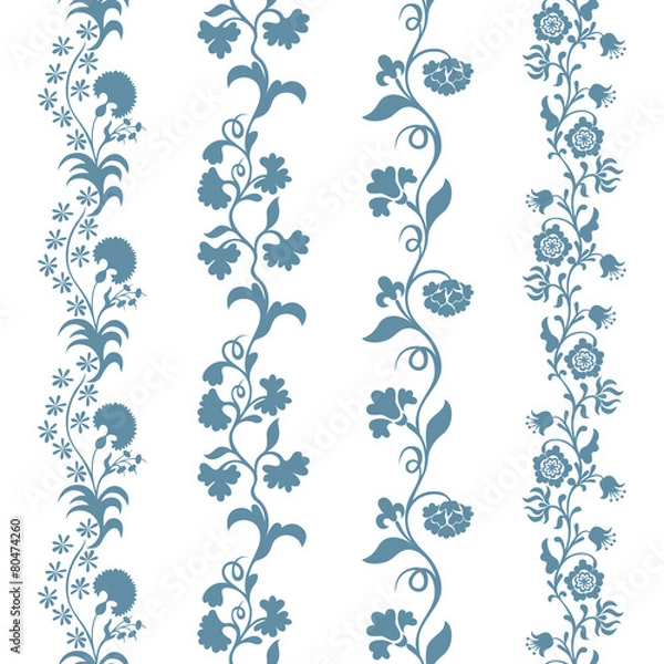 Fototapeta Set seamless trims floral pattern