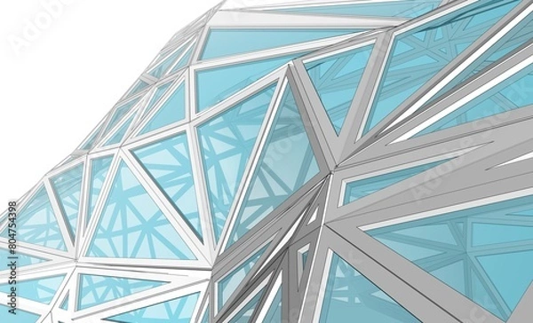Fototapeta Abstract modern architecture 3d illustration