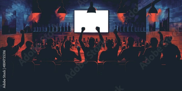 Fototapeta People sitting at the bar watching TVs, there is a place for your own content on TV