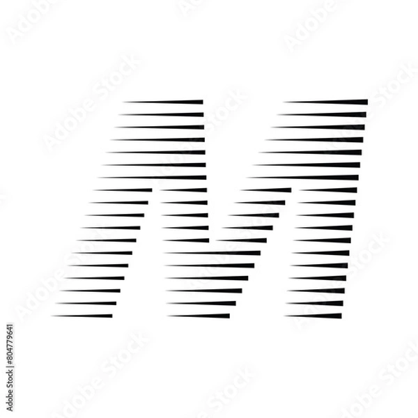 Fototapeta Letter M Logo with Abstract Line Pattern Isolated On White Background