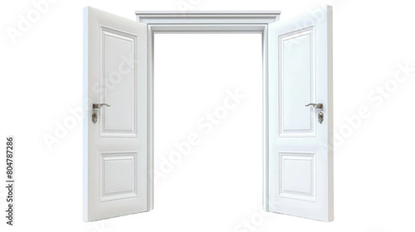 Fototapeta Open home door elements for open and close isolated on white png background, interior design concept