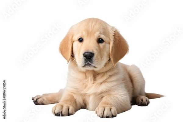 Fototapeta Cute Golden Retriever Puppy isolate on white background.