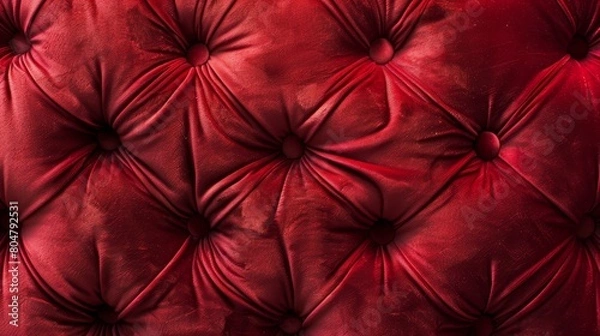Obraz A texture of a red sofa with dotted buttons pattern in the vintage chester style.