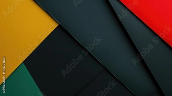 Fototapeta Striking abstract geometric background in black, red, yellow, and green colors, Ai Generated.