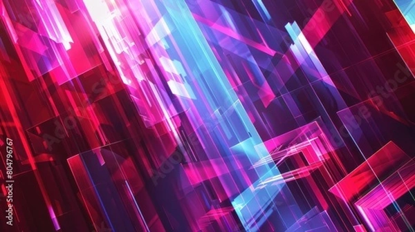 Fototapeta Immerse in the vibrant glow of a neon abstract texture background featuring mesmerizing geometric lines, Ai Generated.