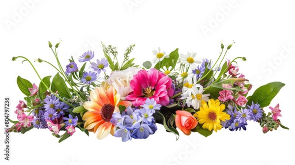 Fototapeta Flower arrangement or bouquet colorful spring flowers isolated on white background. transparent