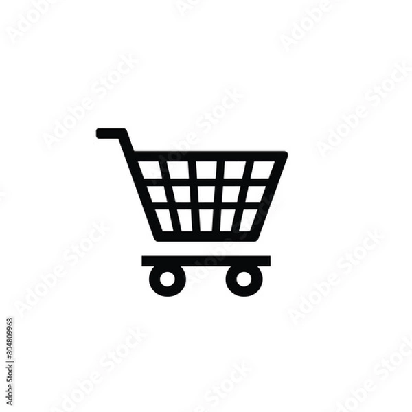 Obraz Shopping cart app icon design black and white vector illustration