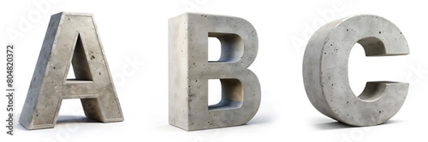 Obraz Letters A, B, C. Alphabet Made of Concrete - Masonry Cement.