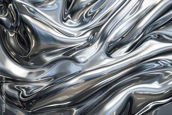 Fototapeta abstract background of metallic wavy fabric with some smooth folds in it