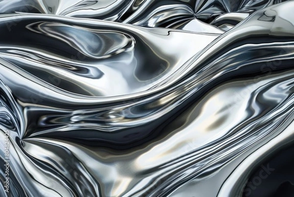 Fototapeta abstract background of metallic wavy fabric with some smooth folds in it