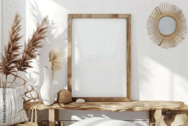 Fototapeta Poster Frame Mockup in Nomadic Boho Style created with Generative AI