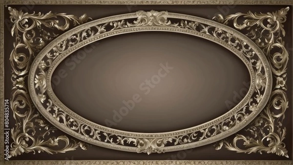 Fototapeta Three connected ornate empty frames on a textured beige background