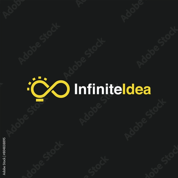 Fototapeta Infinite light bulb logo design, infinite idea logo concept