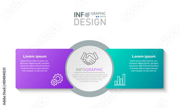 Fototapeta Vector infographic label design template 2 step process, presentation, flow chart, data graph