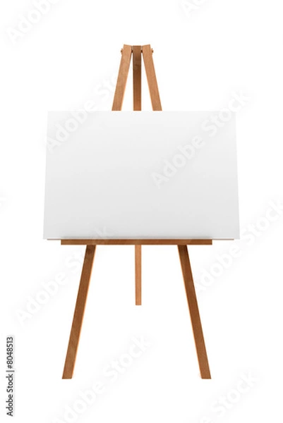 Obraz wooden easel with blank canvas isolated on white background