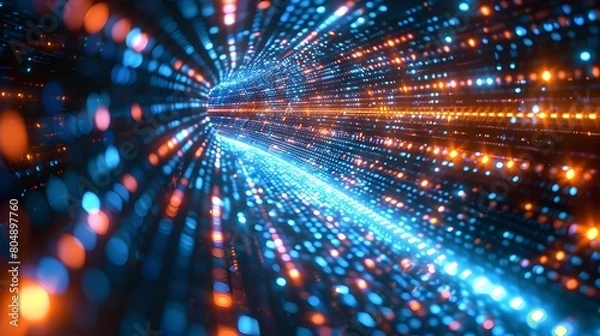 Fototapeta Vibrant Data Transmission Flow in Futuristic Cyberspace Visualization