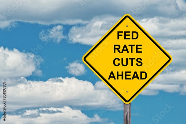 Obraz  Caution Sign - Fed Rate Cuts Ahead